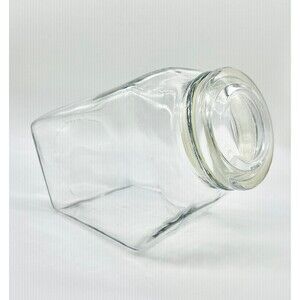 Vintage Glass Hexagon Apothecary Canister Jar
